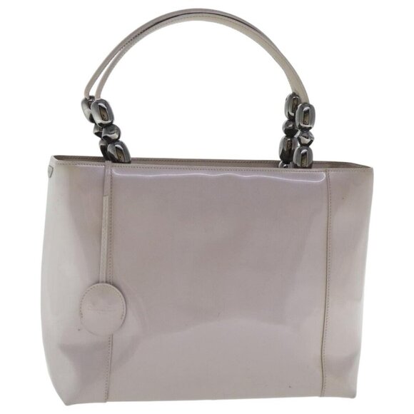 Christian Dior Maris Pearl Hand Bag Patent leather Purple Silver Auth - Picture 1 of 16